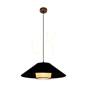 Amigo függőlámpa, olajozott tölgy, bézs/fekete lámpaernyő, 1xE27, Ø50 cm small 1