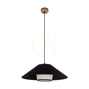 Amigo függőlámpa, olajozott tölgy, bézs/fekete lámpaernyő, 1xE27, Ø50 cm small 0