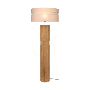 Brinova Palo állólámpa, olajozott tölgy, fekete részletek, bézs lámpaernyő, 1×E27, Ø58 cm small 1