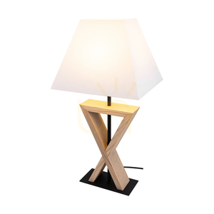 Brinova LOGAN asztali lámpa, olajozott tölgy és fekete, fehér ernyő, 1×E27, magasság 58,5 cm small 1