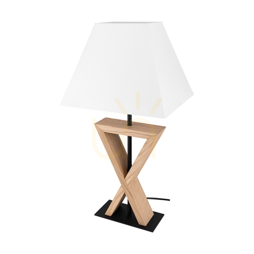 Jelölje be Logan asztali lámpa, olajozott tölgy/fekete, fehér lámpaernyő, 1xE27, 30 cm