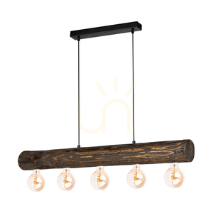 Brinova CORE függőlámpa, diószínű/fekete, 5×E27, 90 cm small 0