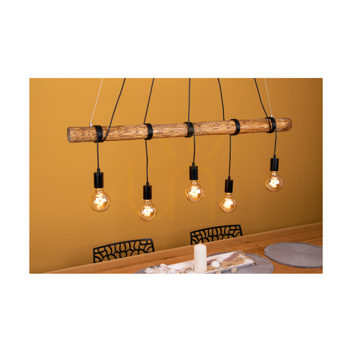 Jelölje be Brinova Hikari fenyő függőlámpa, barna/fekete, 5×E27, 115 cm