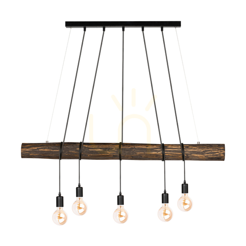 Jelölje be Hikari függőlámpa, diófa/fekete, 5xE27, 115 cm