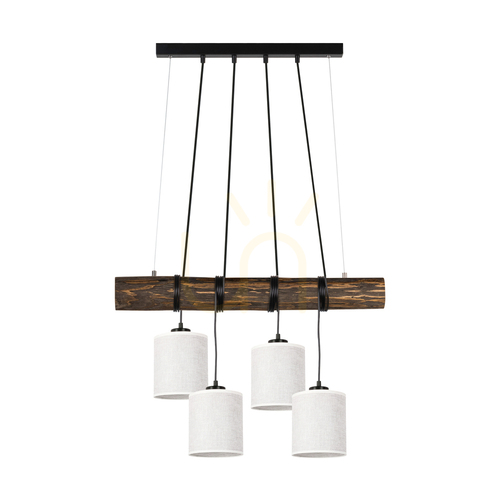 Jelölje be Treno függőlámpa, diófa/fekete, bézs lámpaernyő, 4xE27, 90 cm