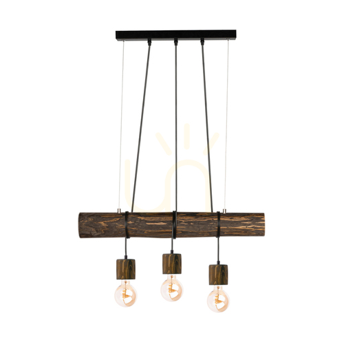 Jelölje be Skog függőlámpa, diófa/fekete, 3xE27, 70 cm