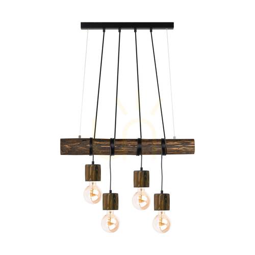 Jelölje be Skog függőlámpa, diófa/fekete, 4xE27, 90 cm