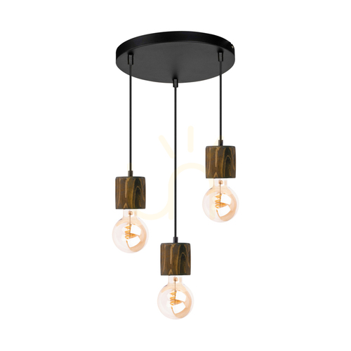 Jelölje be Skog függőlámpa, diófa/fekete, 3xE27, Ø30 cm