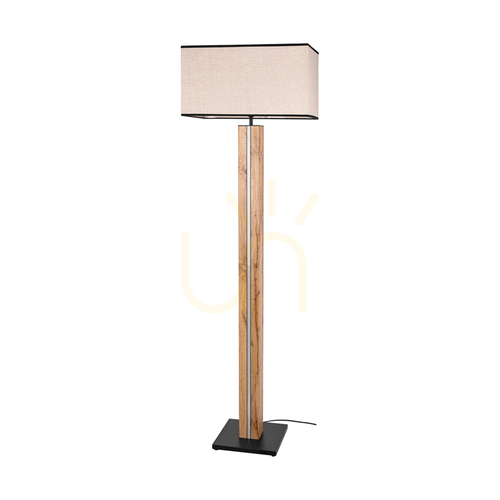 Jelölje be Flamo állólámpa, tölgy/fekete, bézs-fekete lámpaernyő, 1xE27 + 1xLED 16 W, 45 cm