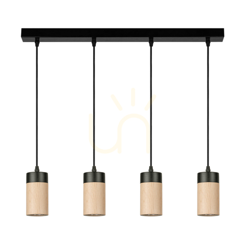 Jelölje be Artemis függesztett lámpa, olajozott tölgy/fekete, 4xGU10, 6 W, 75 cm