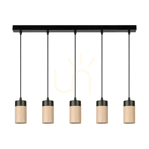 Jelölje be Artemis függesztett lámpa, olajozott tölgy/fekete, 5xGU10, 6 W, 100 cm