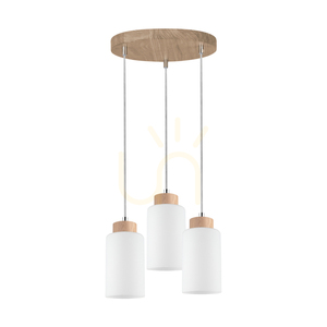 Brinova SELVA függőlámpa, olajozott tölgy és fehér üveg, 3×E27, Ø30 cm small 0