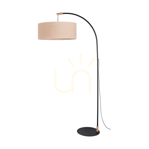 Jelölje be Brindille állólámpa, olajozott tölgy/fekete, bézs lámpaernyő, 1xE27, 94 cm
