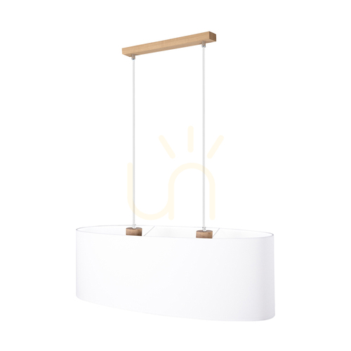 Jelölje be Dreva függőlámpa, olajozott tölgy, fehér lámpaernyő, 2xE27, 80 cm