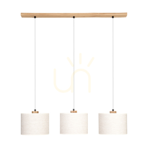 Dreva függőlámpa, olajozott tölgy, bézs lámpaernyők, 3xE27, 100 cm small 0