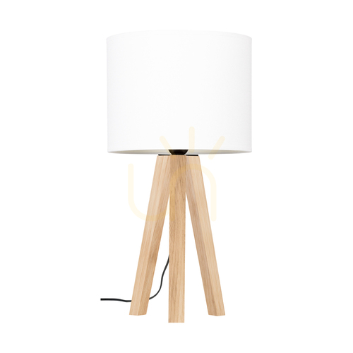 Jelölje be Solea asztali lámpa, olajozott tölgy, fehér lámpaernyő, 1xE27, Ø22 cm
