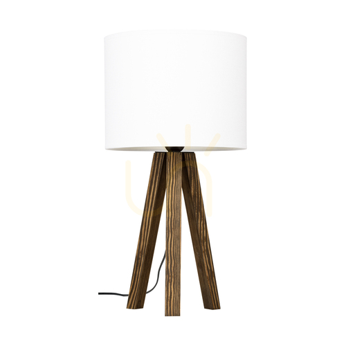Jelölje be Solea asztali lámpa, diófa, fehér lámpaernyő, 1xE27, Ø22 cm