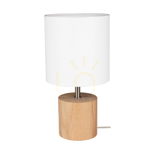 Jelölje be Arden asztali lámpa, olajozott tölgy/szatén, fehér lámpaernyő, 1xE27, Ø17 cm