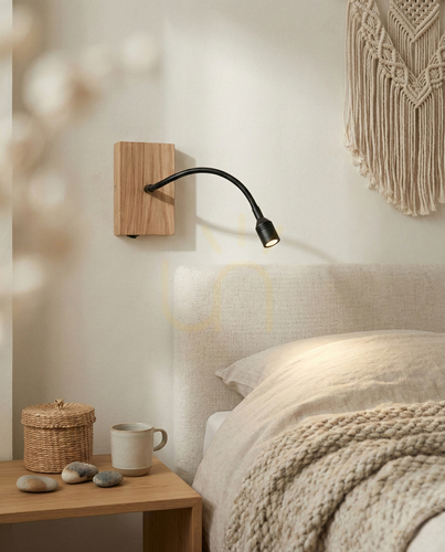 Jelölje be Brinova LECTOR LED olvasólámpa falra, 2,8 W, 4000 K – olajozott tölgy és fekete