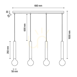 Hordó alakú függesztett lámpa, 4xE27, max.. 60 W, fekete/fekete/fekete, PVC, 66 cm small 4