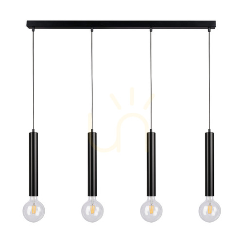 Jelölje be Hordó alakú függesztett lámpa, 4xE27, max.. 60 W, fekete/fekete/fekete, PVC, 66 cm
