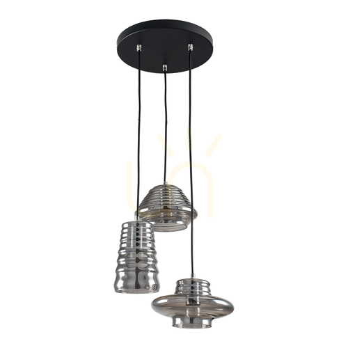 Jelölje be Bali függesztett lámpa 3xE27 60 W fekete/szürke Ø46 cm