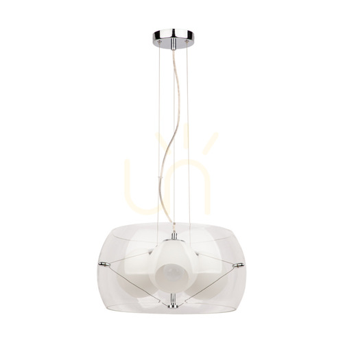 Jelölje be Lola függőlámpa, 3xE27, max.. 40 W, króm/átlátszó/fehér/átlátszó, Ø42 cm