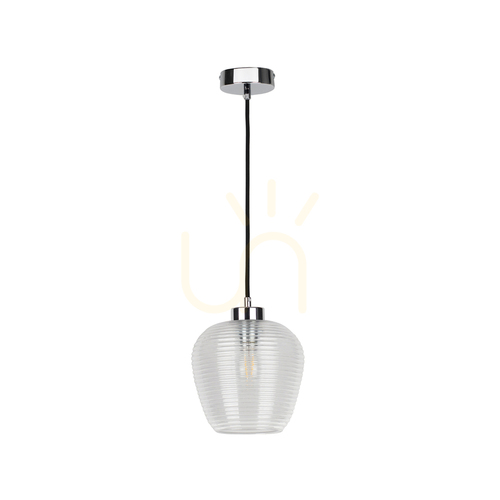Jelölje be Pulsar függesztett lámpa, 1xE27, 60 W, króm/fekete/átlátszó, Ø20 cm