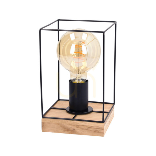 Jelölje be Gretter asztali lámpa, 1xE27, Max. 25 W, olajozott tölgy/fekete, 13,5 cm