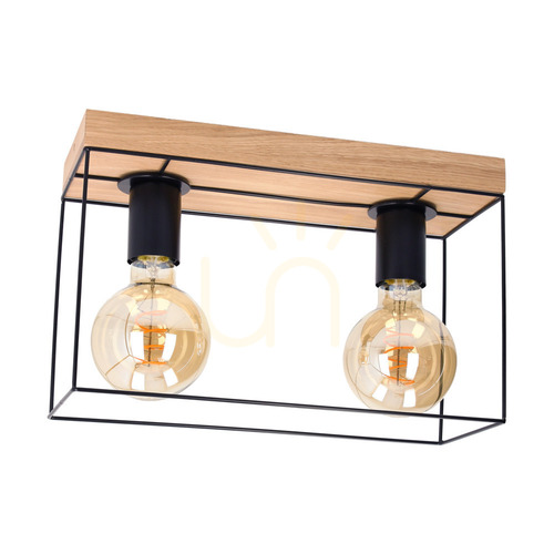 Jelölje be Gretter mennyezeti lámpa, 2xE27, Max. 60 W, olajozott tölgy/fekete, 35 cm