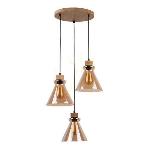Jelölje be Serena függesztett lámpa, 3xE27, max.. 60 W, olajozott tölgy/fekete PVC/barna, Ø40 cm