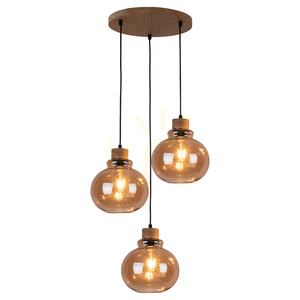 Serena függesztett lámpa, 3xE27, max.. 60 W, olajozott tölgy/fekete PVC/barna, Ø40 cm small 1