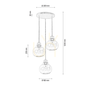 Serena függesztett lámpa, 3xE27, max.. 60 W, olajozott tölgy/fekete PVC/barna, Ø40 cm small 4