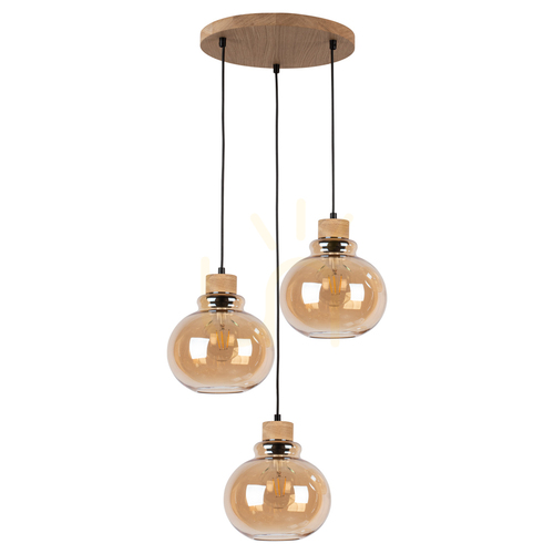 Jelölje be Serena függesztett lámpa, 3xE27, max.. 60 W, olajozott tölgy/fekete PVC/barna, Ø40 cm