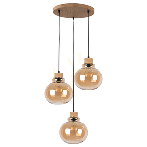 Serena függesztett lámpa, 3xE27, max.. 60 W, olajozott tölgy/fekete PVC/barna, Ø40 cm small 0