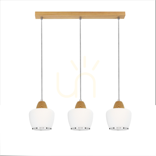 Jelölje be Rondas függesztett lámpa, 3xE14, max.. 40 W, olajozott tölgy/átlátszó/fehér/króm, 53 cm