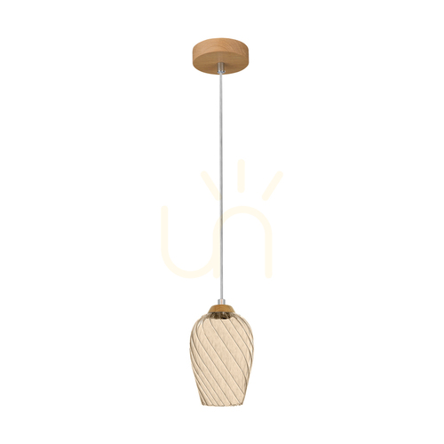 Jelölje be Minevra függesztett lámpa, 1xE14, Max. 40 W, olajozott tölgy/átlátszó PVC/barna, Ø17,5 cm