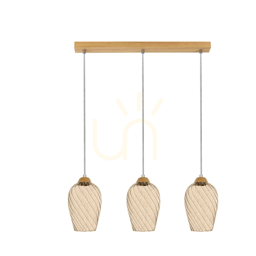 Jelölje be Minevra függesztett lámpa, 3xE14, Max. 40 W, olajozott tölgy/átlátszó PVC/barna, 53 cm