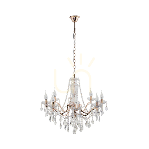 Jelölje be Odessa függesztett lámpa, 8xE14, Max. 40 W, arany/átlátszó, Ø71 cm