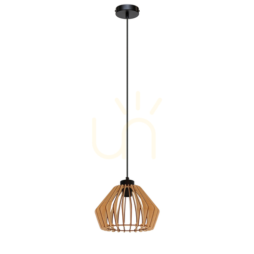 Jelölje be Hiroto függőlámpa, 1xE27, max.. 15 W, fekete/fekete/nyírfa, Ø 28,5 cm