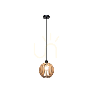 Shiro függesztett lámpa, 1xE27, max.. 15 W, fekete/fekete/nyírfa, Ø 23 cm small 1