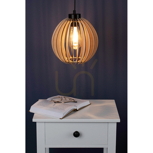 Shiro függesztett lámpa, 1xE27, max.. 15 W, fekete/fekete/nyírfa, Ø 23 cm small 2