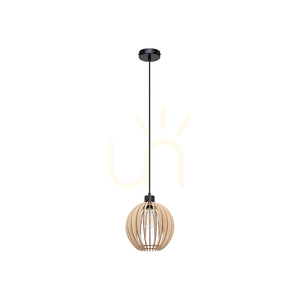 Shiro függesztett lámpa, 1xE27, max.. 15 W, fekete/fekete/nyírfa, Ø 23 cm small 0