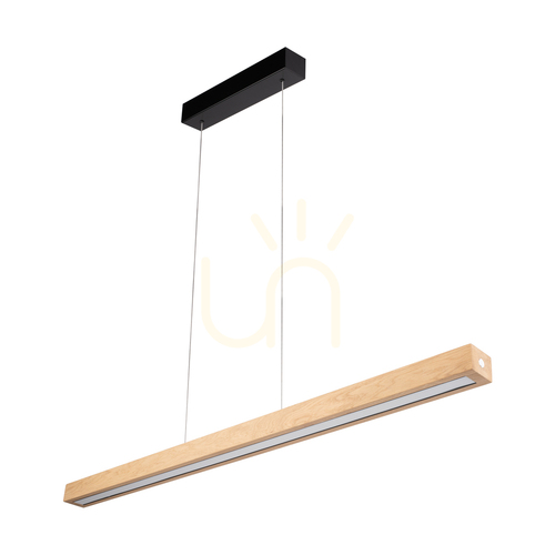 Jelölje be Valjevo U&amp;D függesztett lámpa, 2 db 60 W-os LED-del, fekete/olajozott tölgy, érintéses fényerő-szabályozó, 115 cm
