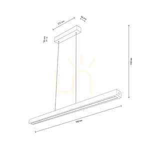 Valjevo U&amp;D függesztett lámpa, 1 db 36 W-os LED-del, fekete/olajozott tölgy, érintéses fényerő-szabályozó, 115 cm small 2
