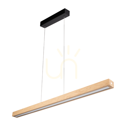 Jelölje be Valjevo U&amp;D függesztett lámpa, 1 db 36 W-os LED-del, fekete/olajozott tölgy, érintéses fényerő-szabályozó, 115 cm