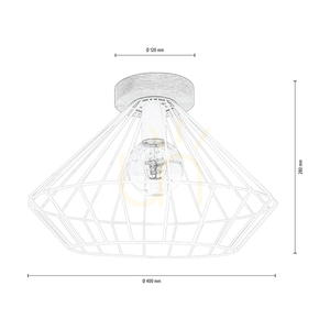 Kiara mennyezeti lámpa, 1xE27, Max. 60 W, olajozott tölgy/fehér, Ø40 cm small 1