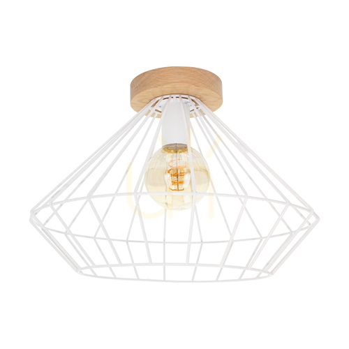 Jelölje be Kiara mennyezeti lámpa, 1xE27, Max. 60 W, olajozott tölgy/fehér, Ø40 cm
