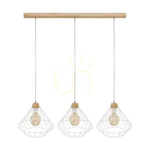 Jelölje be Kiara függőlámpa, 3xE27, Max. 60 W, olajozott tölgy/átlátszó PVC/fehér
