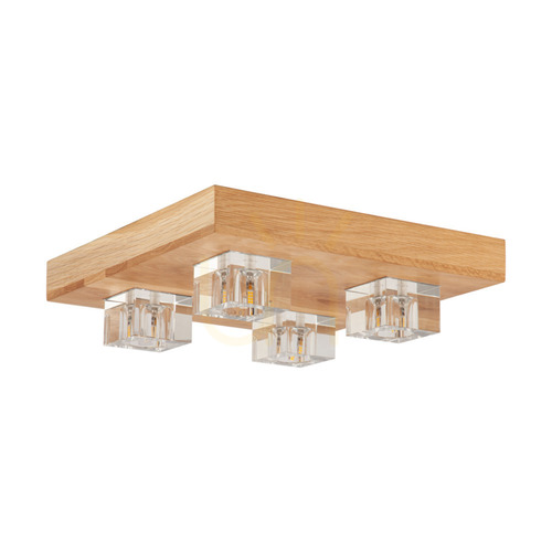 Jelölje be Tony mennyezeti lámpa, 4 db G4-es 2,5 W-os LED-del, olajozott tölgy/átlátszó, 34 cm